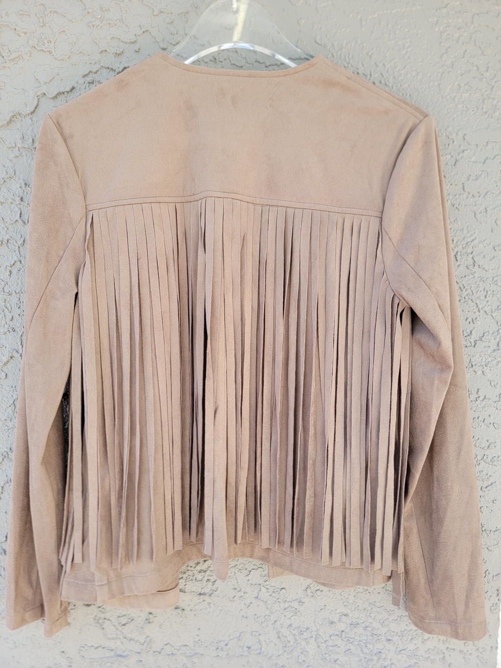 Cupcakes and Cashmere Faux Suede Fringe Jacket Tan Boho Western cowgirl Small - Picture 4 of 10